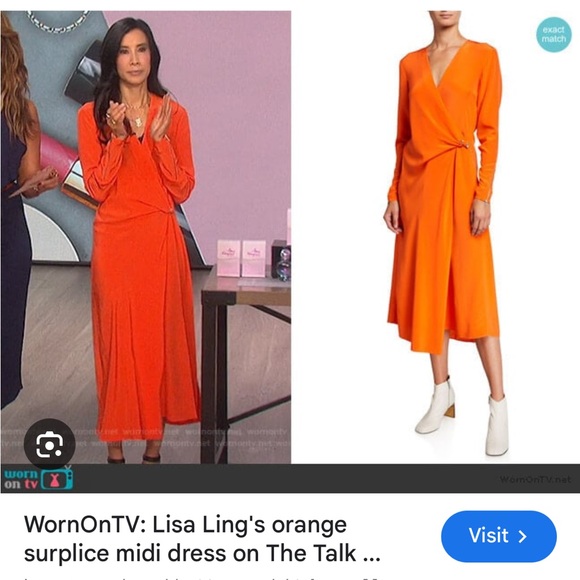 Rag & Bone Odette Side Drape Silk Orange Drape Effect Midi Dress BlairEadieBee S - Picture 6 of 15